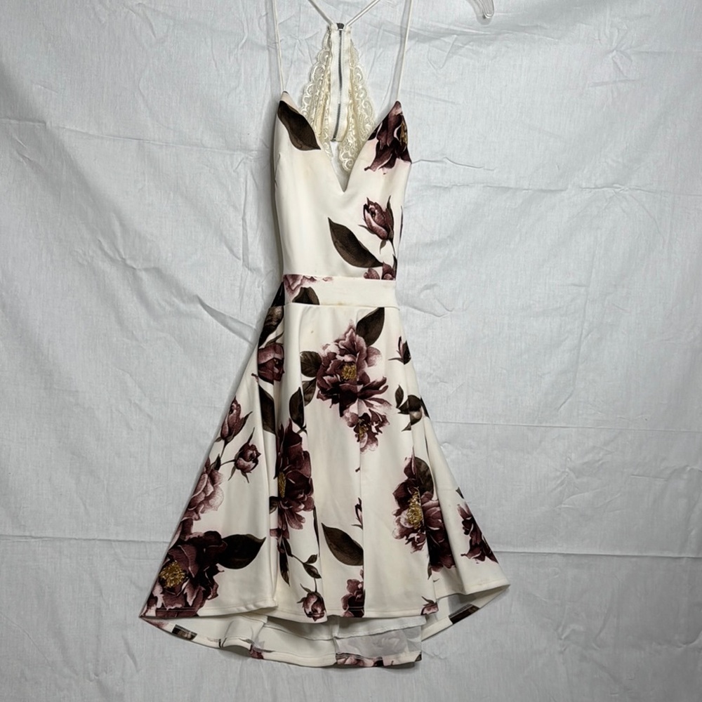 Floral White and Purple Women's Dress